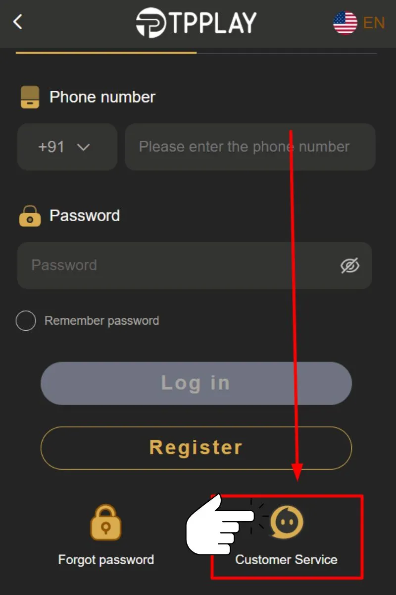 Customer Service button visible on the screen